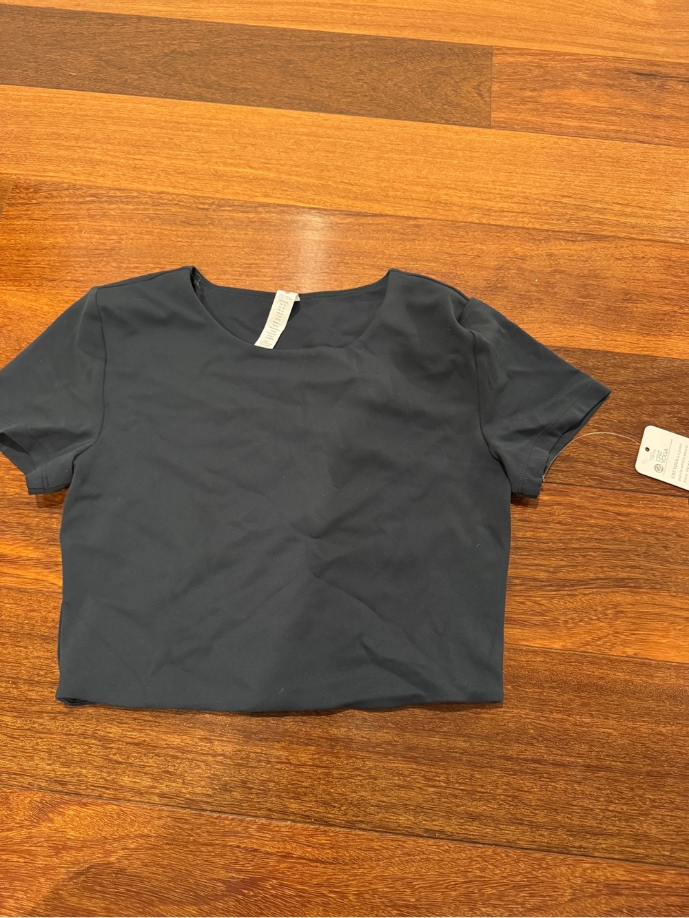 CRZ YOGA Short Sleeve Scoop Neck Top - Navy Blue